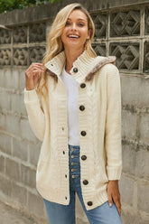 Cardigan à capuche avec bordure en fausse fourrure